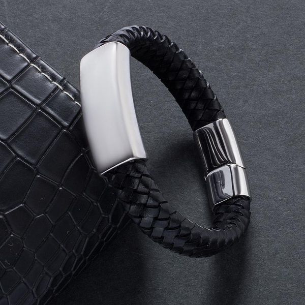 cuff punk black brown braid leather bracelets men fashion cool stainless steel magnetic clasp wristband bangles e788, White
cuff punk black brown braid leather bracelets men fashion cool stainless steel magnetic clasp wristband bangles e788, White