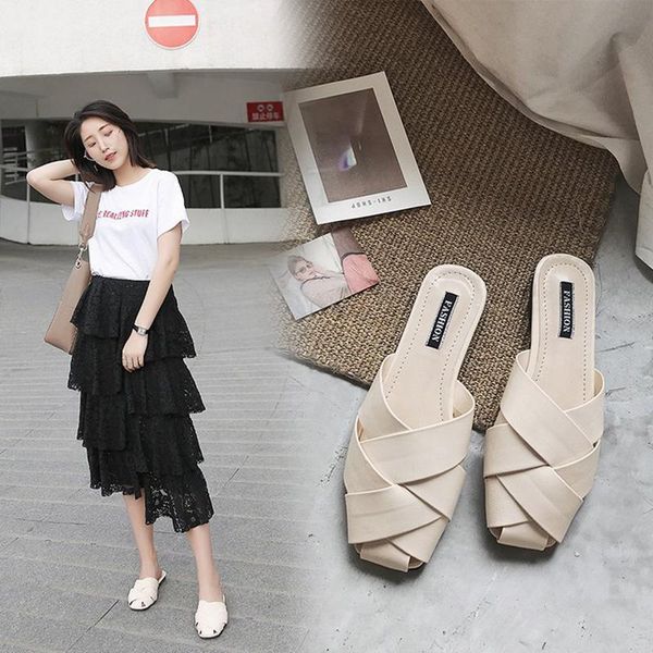 slippers women korean outdoor summer woven mules shoes low heel slide sandles slip on pu leather pantuflas for, Black
slippers women korean outdoor summer woven mules shoes low heel slide sandles slip on pu leather pantuflas for, Black