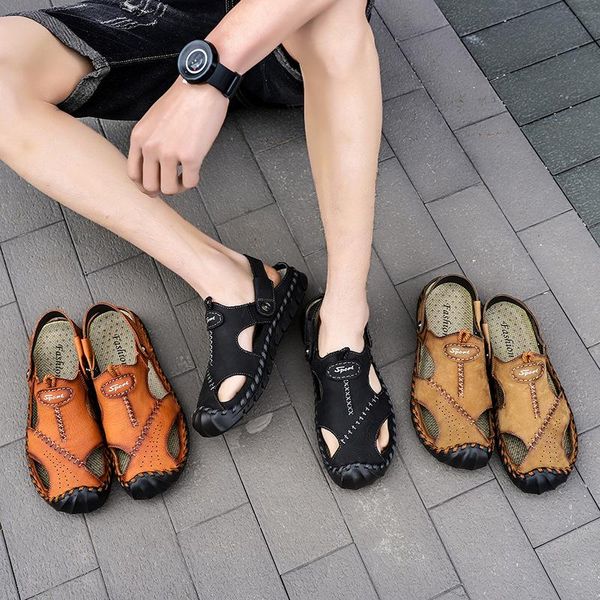sandals genuine leather men's summer soft shoes beach slippers bohemia size 38-46, Black
sandals genuine leather men's summer soft shoes beach slippers bohemia size 38-46, Black