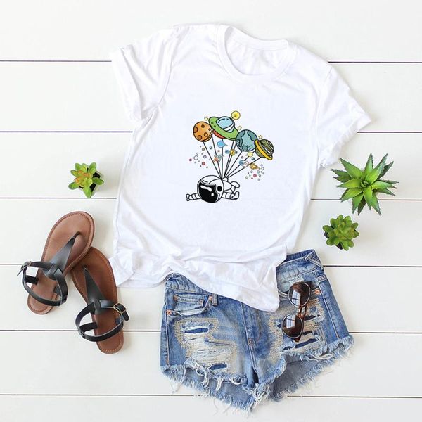 women's t-shirt spaceman planet astronaut print casual 100% cotton summer personality short-sleeved female direct mail, White
women's t-shirt spaceman planet astronaut print casual 100% cotton summer personality short-sleeved female direct mail, White