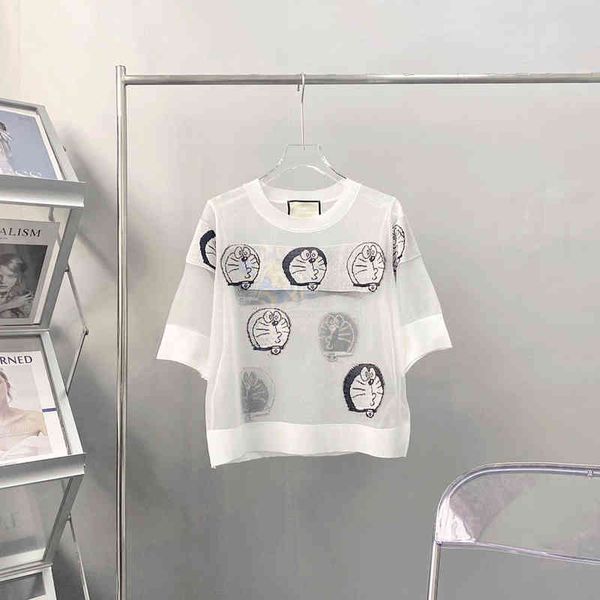 2022 factory wholesale new summer gu + blue fat cartoon 5-sleeve thin semi transparent t-shirt for women, White
2022 factory wholesale new summer gu + blue fat cartoon 5-sleeve thin semi transparent t-shirt for women, White