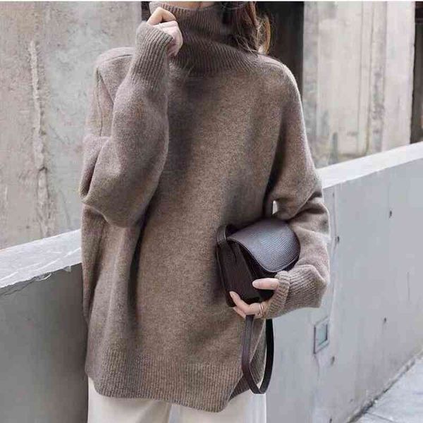 fashion spring autumn loose korean turtleneck sweater women long sleeve oversize pullover woman knitted sweaters 210602, White;black
fashion spring autumn loose korean turtleneck sweater women long sleeve oversize pullover woman knitted sweaters 210602, White;black