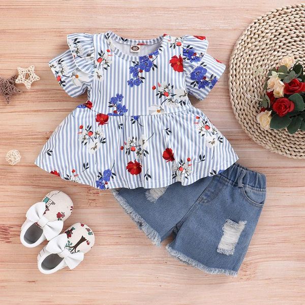 clothing sets girls 2021 toddler baby girl ruffle striped floral print +shredded denim shorts outfits daily wear suit ropa, White
clothing sets girls 2021 toddler baby girl ruffle striped floral print +shredded denim shorts outfits daily wear suit ropa, White