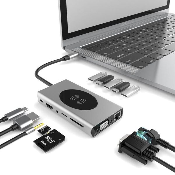 docking stations private mold multifunctional tupe-c 13 and 1 expansion dock usb hub wireless charging
docking stations private mold multifunctional tupe-c 13 and 1 expansion dock usb hub wireless charging