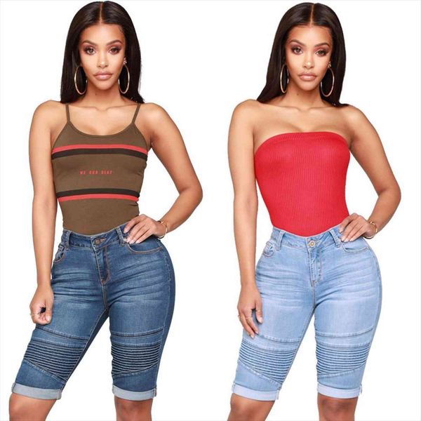 summer stretch high waist womens short denim skinny knee length elastic jeans blue black capris plus size, White;black
summer stretch high waist womens short denim skinny knee length elastic jeans blue black capris plus size, White;black