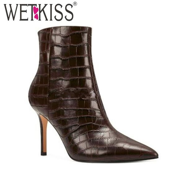wetkiss big size women boots pointed toe stiletto heels ankle boots woman thin high heels shoes female booties embossed pu 210630, Black
wetkiss big size women boots pointed toe stiletto heels ankle boots woman thin high heels shoes female booties embossed pu 210630, Black