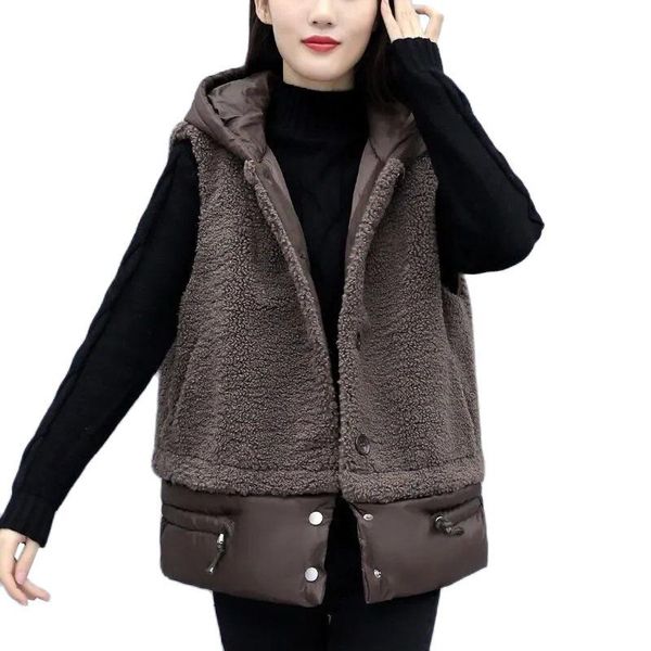 women's vests 2021 faux lamb wool vest women autumn winter short cotton padded waistcoat hooded sleeveless all-match jacket female, Black;white
women's vests 2021 faux lamb wool vest women autumn winter short cotton padded waistcoat hooded sleeveless all-match jacket female, Black;white