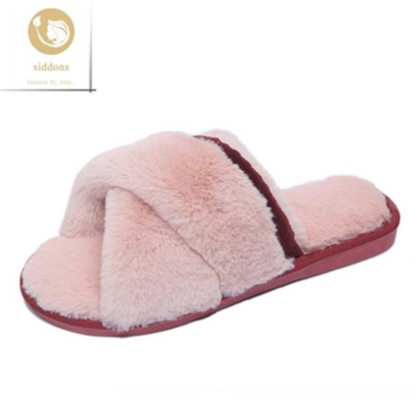 slippers fashion cross open toe hairy female fall/winter home indoor cotton non-slip flat floor mopping, Black
slippers fashion cross open toe hairy female fall/winter home indoor cotton non-slip flat floor mopping, Black