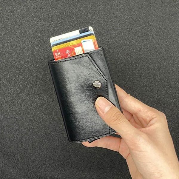 card holders vintage trifold leather rfid mini wallet for men women metal id bank case aluminum creidt with coin purse, Brown;gray
card holders vintage trifold leather rfid mini wallet for men women metal id bank case aluminum creidt with coin purse, Brown;gray