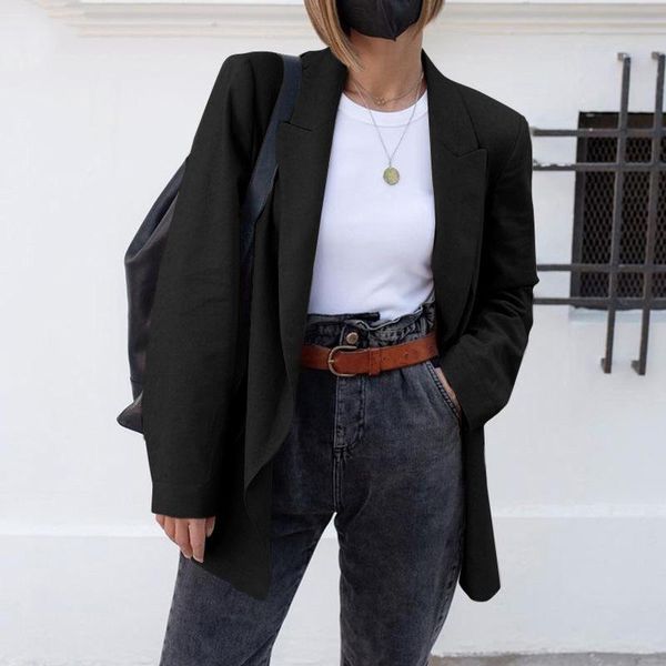 women's suits & blazers 2021 autumn and winter chic blazer jacket casual solid color oversized fashion coat, White;black
women's suits & blazers 2021 autumn and winter chic blazer jacket casual solid color oversized fashion coat, White;black