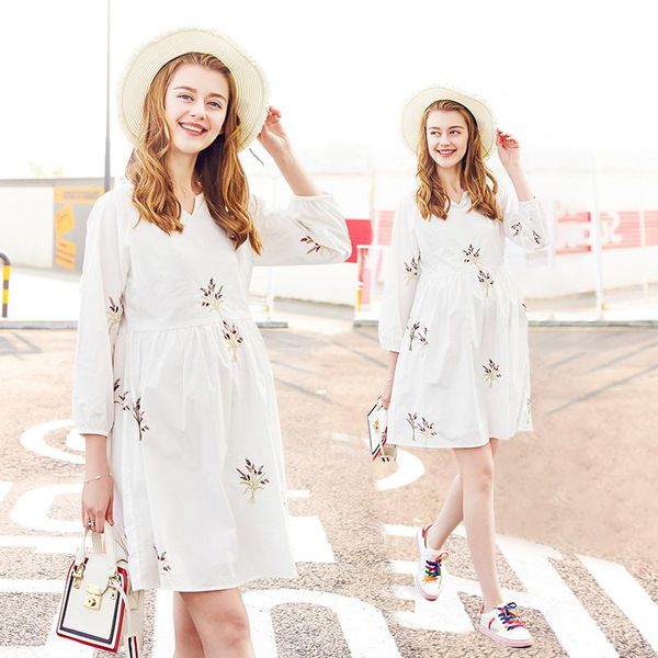 maternity dresses pregnant women spring autumn quarter sleeve summer cotton women's dress loose fashion skirt embroidery technology 202, White
maternity dresses pregnant women spring autumn quarter sleeve summer cotton women's dress loose fashion skirt embroidery technology 202, White