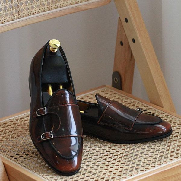 zeyi english leather bright italian brock shoes formal casual men's double buckle monk mengke dress, Black 
zeyi english leather bright italian brock shoes formal casual men's double buckle monk mengke dress, Black