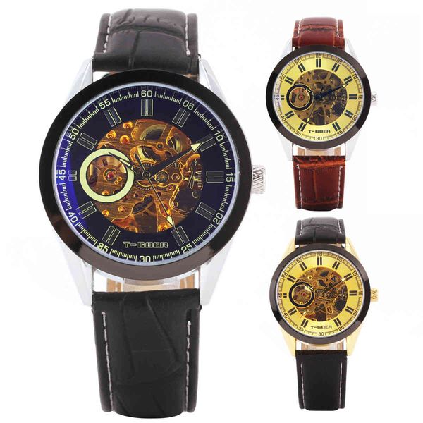 new goer fully automatic mechanical watch, hollow out word number dial, men's watch, Slivery;brown
new goer fully automatic mechanical watch, hollow out word number dial, men's watch, Slivery;brown