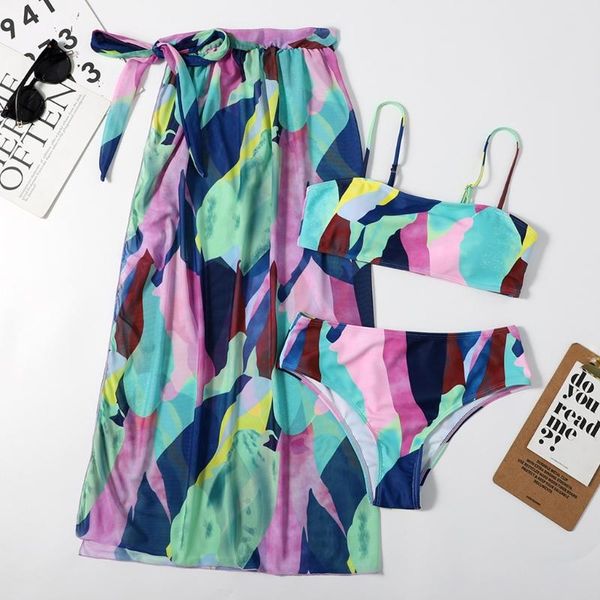 women 3pcs bikini set colorful graphic swimsuit with beach skirt cover up n58b two-piece suits
women 3pcs bikini set colorful graphic swimsuit with beach skirt cover up n58b two-piece suits