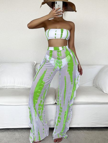 3pack graphic bandeau bikini swimsuit with beach pants a3ct#, White;black
3pack graphic bandeau bikini swimsuit with beach pants a3ct#, White;black