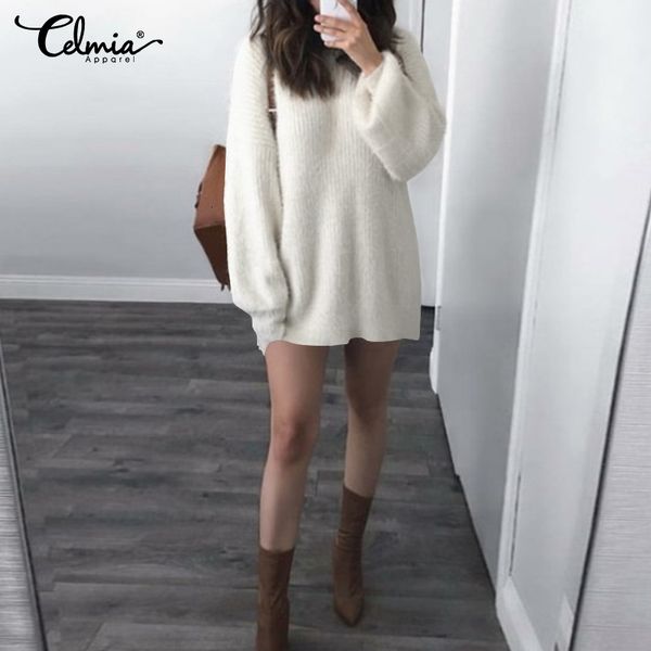 dresses celmia women knitted sweater 2021 fashion winter pullovers dresses long sleeve mini dress casual jumper femme 5xl, Black;gray
dresses celmia women knitted sweater 2021 fashion winter pullovers dresses long sleeve mini dress casual jumper femme 5xl, Black;gray