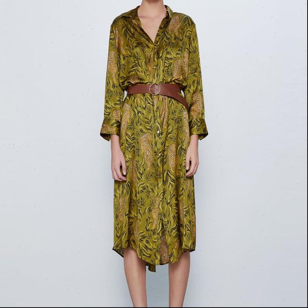 women dresses fashion za print dress summer lapel long sleeve front button female elegant office contrasting belt midi, Black;gray
women dresses fashion za print dress summer lapel long sleeve front button female elegant office contrasting belt midi, Black;gray