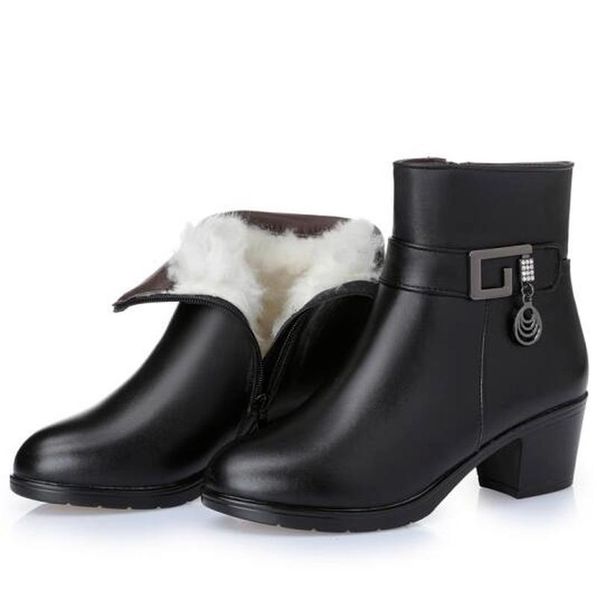 boots genuine leather women 2021 winter thick wool lined snow large size shoes, Black
boots genuine leather women 2021 winter thick wool lined snow large size shoes, Black