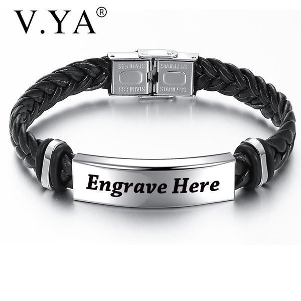 charm bracelets v.ya customized leather braided rope for men fashion individuality stainless steel diy engrave bangle male gift, Golden;silver
charm bracelets v.ya customized leather braided rope for men fashion individuality stainless steel diy engrave bangle male gift, Golden;silver