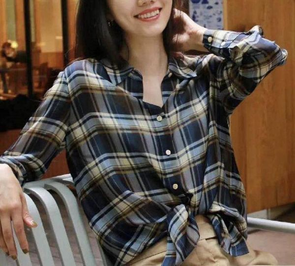 simple plaid women silk blouse long sleeve turn-down collar single breasted casual wild lady shirt 2021 women's blouses & shirts, White
simple plaid women silk blouse long sleeve turn-down collar single breasted casual wild lady shirt 2021 women's blouses & shirts, White