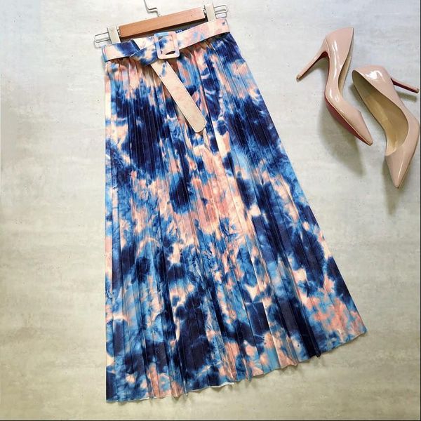 women womens skirts midi tie dye starry printing ink belt pleated lady high waist sashes elegant mid calf long, Black
women womens skirts midi tie dye starry printing ink belt pleated lady high waist sashes elegant mid calf long, Black
