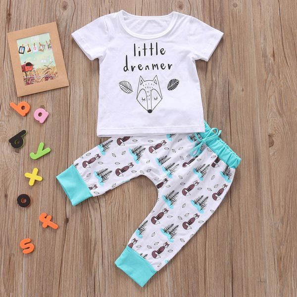 short sleeve little dreamer animal print t shirt and pant set for baby boy summer clothes, White
short sleeve little dreamer animal print t shirt and pant set for baby boy summer clothes, White