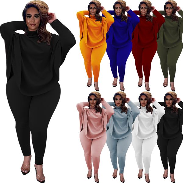 women's two piece pants european and american fashion casual solid color bat sleeve split trousers ribbed pit strip suit, White
women's two piece pants european and american fashion casual solid color bat sleeve split trousers ribbed pit strip suit, White