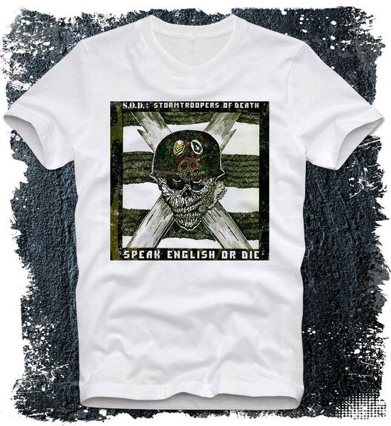 t-shirt stormtroopers of death sod speak english or die 80s metal hardcore punk, White;black
t-shirt stormtroopers of death sod speak english or die 80s metal hardcore punk, White;black