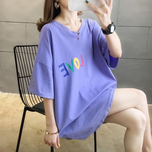 women's t-shirt purple women short sleeve preppy students tees 2021 cute harajuku summer loose v-neck back flower printed letter, White
women's t-shirt purple women short sleeve preppy students tees 2021 cute harajuku summer loose v-neck back flower printed letter, White