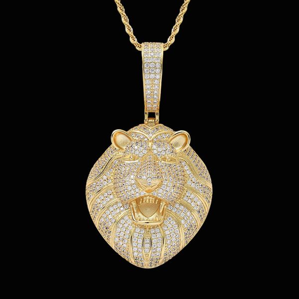 lion head pendant with zircon personalized two-color full diamond hip hop fashion men's necklace, Silver
lion head pendant with zircon personalized two-color full diamond hip hop fashion men's necklace, Silver