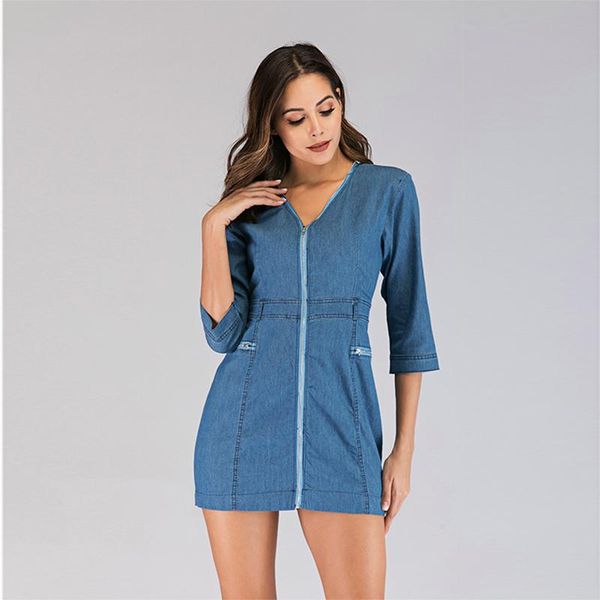 casual dresses tight women dress zipper one piece zip 7 sleeve real s solid color v neck women's denim, Black;gray
casual dresses tight women dress zipper one piece zip 7 sleeve real s solid color v neck women's denim, Black;gray