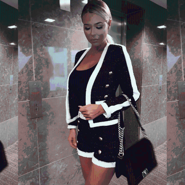 women's tracksuits high street autumn fashion celebrity designer blazer two piece set women classic black white patchwork block metal b, Gray
women's tracksuits high street autumn fashion celebrity designer blazer two piece set women classic black white patchwork block metal b, Gray