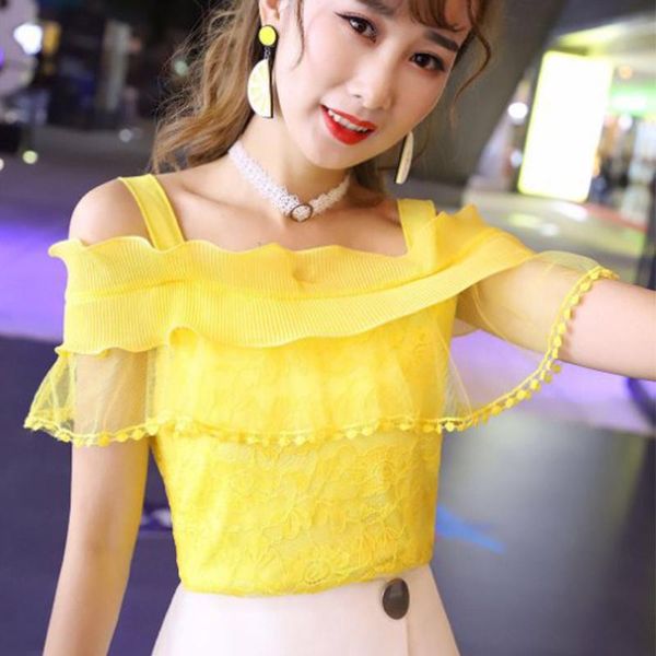women's blouses & shirts 2021 fashion brands clothing sweet style off shoulder blou spaghetti strap lace, White
women's blouses & shirts 2021 fashion brands clothing sweet style off shoulder blou spaghetti strap lace, White
