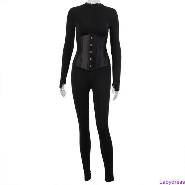 women's t-shirt hugcitar 2021 long sleeve jumpsuit bandage corset 2 pieces set autumn winter women zipper suit romper y2k streetwear, White
women's t-shirt hugcitar 2021 long sleeve jumpsuit bandage corset 2 pieces set autumn winter women zipper suit romper y2k streetwear, White