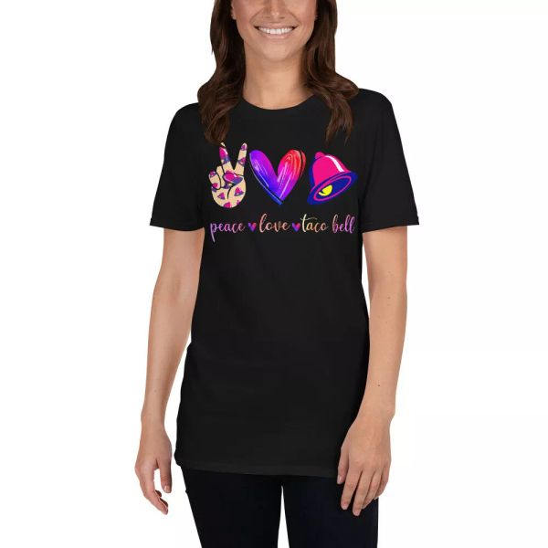 peace love taco-bell cute taco lover t-shirt, White;black 
peace love taco-bell cute taco lover t-shirt, White;black