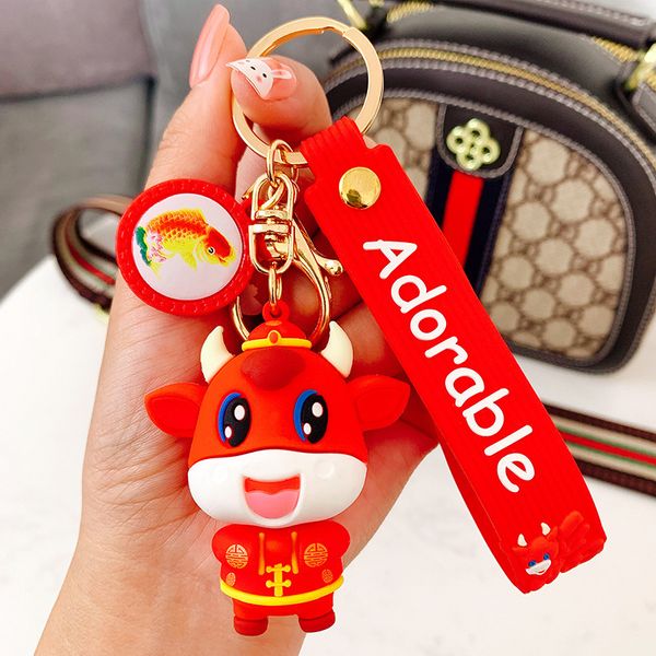 keyring keychain year of the ox koi calf key ring female lovely creative car pendant net red lovers schoolbag decoration gift, Silver
keyring keychain year of the ox koi calf key ring female lovely creative car pendant net red lovers schoolbag decoration gift, Silver