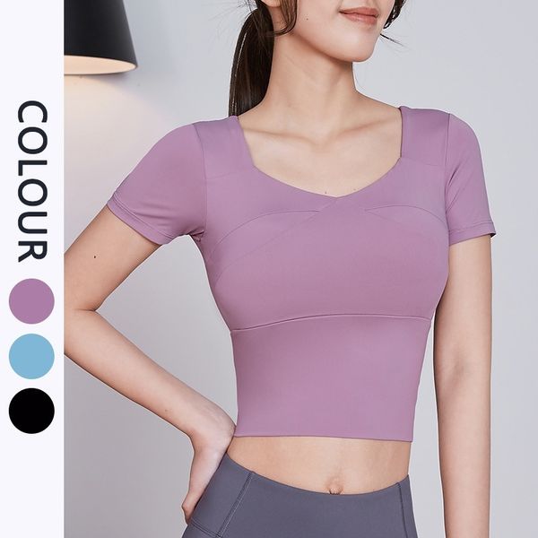 yoga dress with chest pad sleeve open navel short sports summer running square neck nylon t-shirt tights, Gray
yoga dress with chest pad sleeve open navel short sports summer running square neck nylon t-shirt tights, Gray