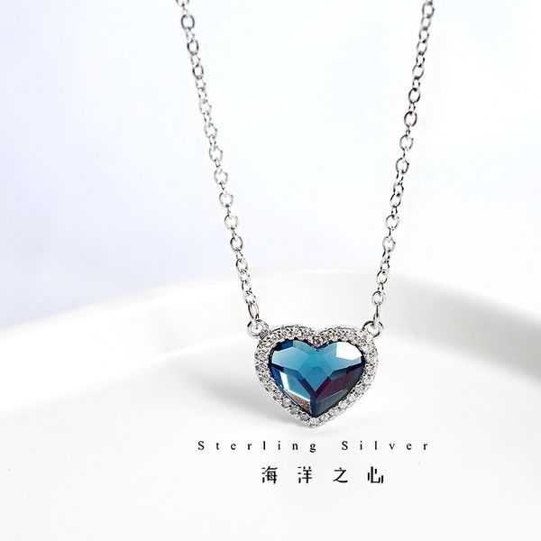 s925 sterling silver love necklace chic korean women's heart-shaped austrian crystal clavicle chain temperament fashion jewelry, Black
s925 sterling silver love necklace chic korean women's heart-shaped austrian crystal clavicle chain temperament fashion jewelry, Black