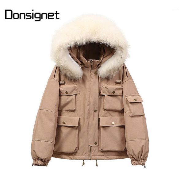 women's down & parkas korean fashion multi-pocket safari style jacket women short loose white duck winter coats, Black
women's down & parkas korean fashion multi-pocket safari style jacket women short loose white duck winter coats, Black
