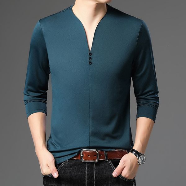 2021 middle-aged ice silk long sleeve t-shirt men's autumn fashion casual v-neck bottomed shirt thin t-shirt, Black
2021 middle-aged ice silk long sleeve t-shirt men's autumn fashion casual v-neck bottomed shirt thin t-shirt, Black