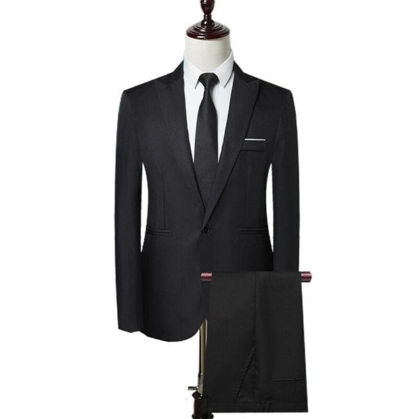 men's suits & blazers business blazer single button black collar suit male slim jacket trousers formal 2 pieces wedding jackets, White;black
men's suits & blazers business blazer single button black collar suit male slim jacket trousers formal 2 pieces wedding jackets, White;black