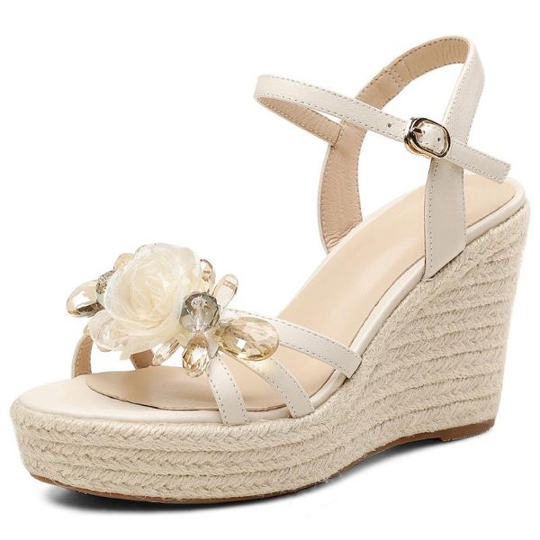 sandals women's genuine leather wedge paltform high heel narrow band open toe summer female bohemia style crystal flower shoes, Black
sandals women's genuine leather wedge paltform high heel narrow band open toe summer female bohemia style crystal flower shoes, Black