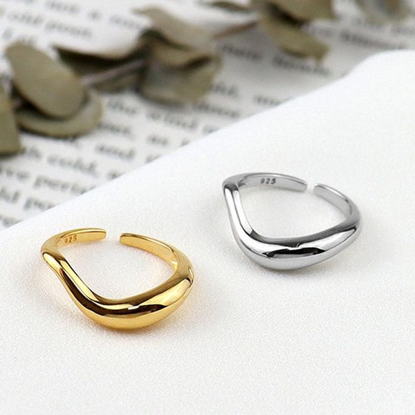 cluster rings s925 silver ring versatile light irregular opening, Golden;silver