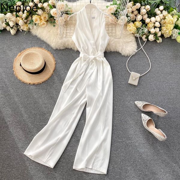 neploe elegant sleeveless v-neck women jumpsuits sashes slim waist wide leg long bodysuits 2021 summer solid rompers 4c917 women's &, Black;white
neploe elegant sleeveless v-neck women jumpsuits sashes slim waist wide leg long bodysuits 2021 summer solid rompers 4c917 women's &, Black;white
