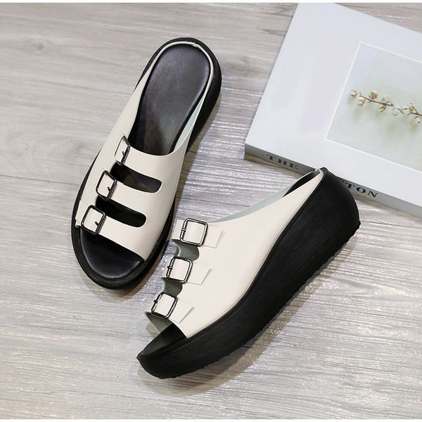 slippers women's wedges platform pu leather buckle thick bottom female shoes on sandals non outside ladies slides 3pgq, Black
slippers women's wedges platform pu leather buckle thick bottom female shoes on sandals non outside ladies slides 3pgq, Black