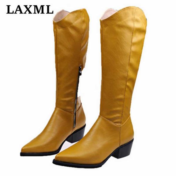boots classics knee-high women solid color square heel zipper pointed toe non-slip wear-resistant brand shoes, Black
boots classics knee-high women solid color square heel zipper pointed toe non-slip wear-resistant brand shoes, Black