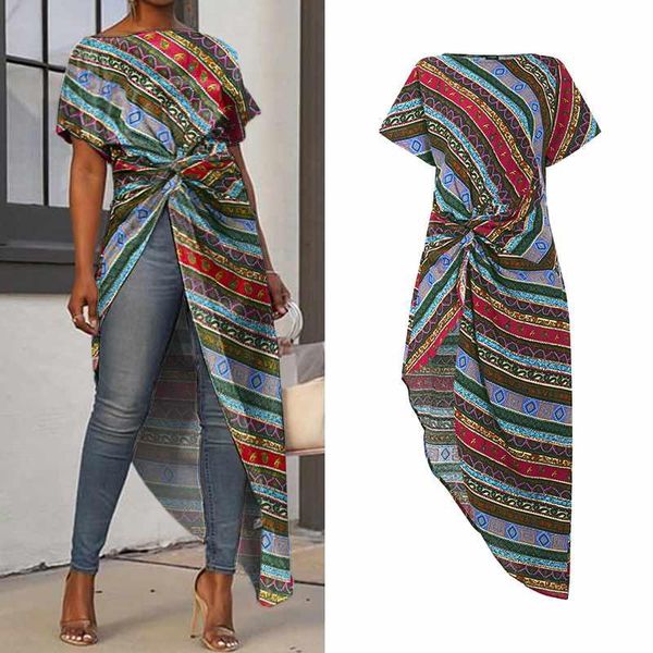women's blouses & shirts bohemian women short sleeve printed asymmetric long blouse vonda high split party blusas femininas plus size, White
women's blouses & shirts bohemian women short sleeve printed asymmetric long blouse vonda high split party blusas femininas plus size, White