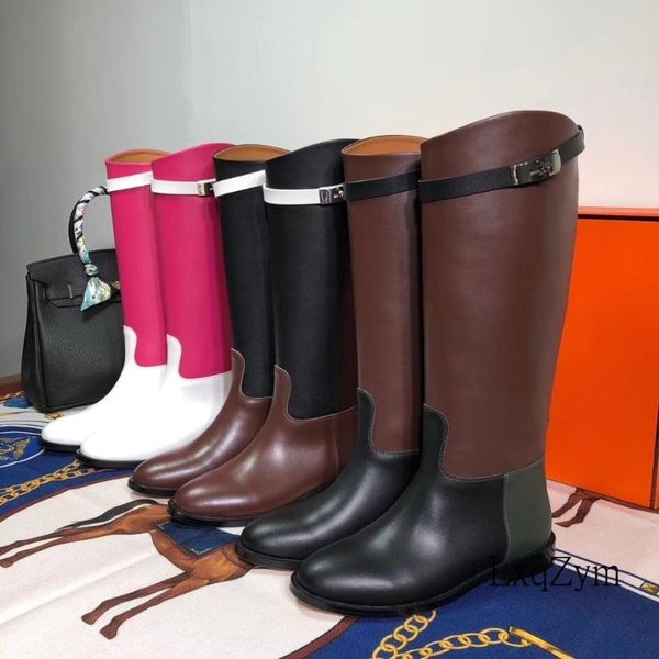 boots fashion brand knee-high women's real leather winter warm ladies mixed color buckle long tube knight shoes, Black
boots fashion brand knee-high women's real leather winter warm ladies mixed color buckle long tube knight shoes, Black