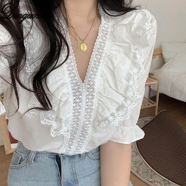 dingaozlz korean fashion white shirt elegant v-neck ruffles lace stitching short sleeve women blouse women's blouses & shirts
dingaozlz korean fashion white shirt elegant v-neck ruffles lace stitching short sleeve women blouse women's blouses & shirts