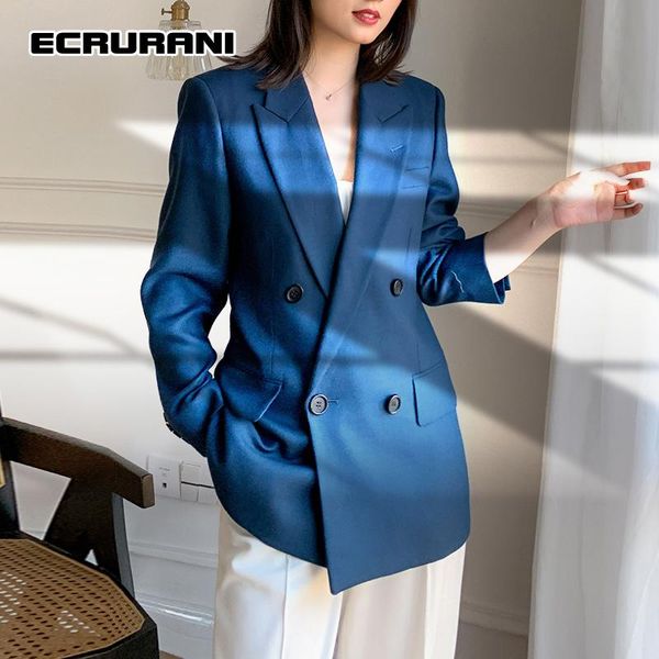 women's suits & blazers ecrurani casual blue blazer for women notched collar double breasted long sleeve female clothing spring fashion, White;black
women's suits & blazers ecrurani casual blue blazer for women notched collar double breasted long sleeve female clothing spring fashion, White;black